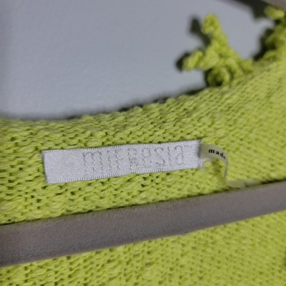 Mifresia Large Yellow Green Fringe Seashell Knit Cardigan - Picture 10 of 13